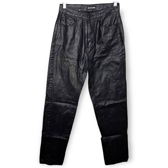 Pretty Little Thing High Waist Straight Leg Vegan Leather Pants size 8 UK / 4 US - Picture 1 of 4